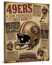 Vintage San Francisco 49Ers Helmet Canvas Wall Art 16x20 NFL Football Man Cave picture