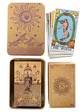 1910 Vintage Classic Tarot Deck Standard 78 Cards Gold Tin with Purple Graph picture