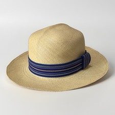 Gamboa Panama Hat Cream With Blue Pattern Band 7.5 picture