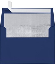 LUXPaper A7 Foil Lined Envelopes in 80 lb. Navy w/Silver LUX Lining, Printabl... picture