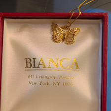 Blanca Gold Yellow Gold Butterfly Charm Pendant Necklace Box Chain picture