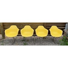 Vintage Krueger Mid Century Yellow Molded Fiberglass 4 Seat Tandem Bench MCM picture