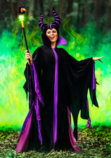 Disney Maleficent Classic Adult Costume Halloween Robe Horned Headpiece picture