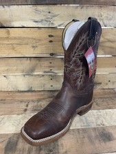 Justin Bent Rail Western Boots Mens Size 8 D Square Toe Brown  Made in USA picture