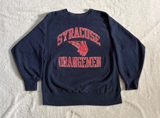 Vintage 80s Champion Reverse Weave Syracuse Basketball Sweatshirt Large USA Navy picture