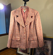 Talbots Women's Multi Color Button Front Lined Collared Jacket Pockets Short 14W picture