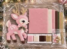 DIY Rosey Reindeer Retro Christmas  Embroidered & Sequin Felt Ornament KIT NEW picture