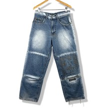 NYC New York Jeans Mens 32x32 Blue Y2K Streetwear Baggy Distressed Skater Denim picture