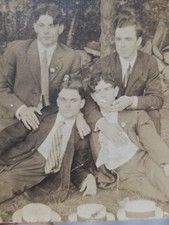 c. 1915 RPPC Handsome Young Men Affectionate Playful Gay Interest  picture