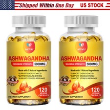 Organic Ashwagandha Capsules 5000mg 240 Capsules with Black Pepper Root Powder picture
