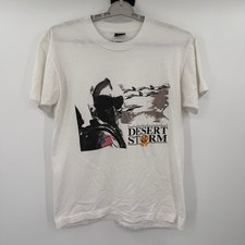 Vintage 1991 Operation Desert Storm T-Shirt Screen Stars Best White Large USA picture