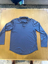 TravisMathew Men's Gray Solid Long Sleeve Collared Polo Shirt Size M picture