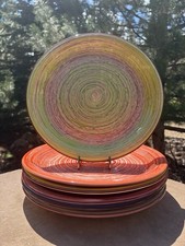 (8) Vancasso Albero Textured Spiral Dinner Plates 27cm Multicolor Hand painted picture