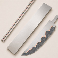 Copper Damascus San Mai Bar | High Carbon Core Billet for Knife Making | Handmad picture