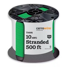 #10 AWG Green Stranded Copper THHN Wire - 500 Ft Reel Cerro Wire picture
