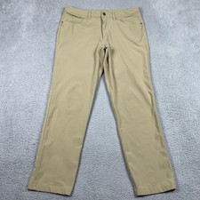 Lululemon ABC Pant Mens 32 Tan Khaki Warpstreme Slim Stretch Tailored picture