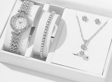 Elegant Silver-Toned Watch and Jewelry Gift Set picture