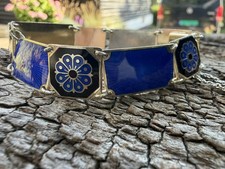 David Andersen Sterling Silver Enamel Bracelet Norway Norwegian vtg 1891 picture