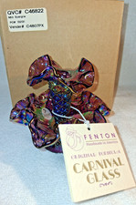 FENTON PLUM CARNIVAL GLASS DIAMOND LACE MIN EPERGNE ~QVC BOX & 1998 RECEIPT~READ picture