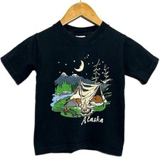 Vintage Alaska 90s Kids Boy’s T-Shirt Camping Outdoors Size XS 4/5 picture