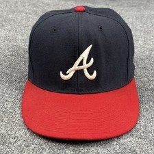 Vintage Atlanta Braves Hat Cap Fitted New Era Diamond Collection Wool Blue 7 1/2 picture