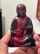 Vintage Chinese 1920s Red blood Amber Bakelite colored Handcrafted Buddha/Monk picture