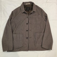Jos A Bank Reserve Tailored Fit Chore Jacket Mens L Brown Wool Blend Micro Check picture