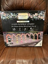 Gemmy Orchestra of Lights 8 Color Changing Candy Cane Christmas Pathway Markers picture