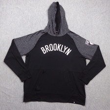 Fanatics Brooklyn Nets Hoodie Mens 2XL Black Heather Gray NBA Stretch Pullover picture