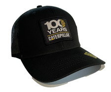 CAT Caterpillar 100 Year Aniversary Patch Black Canvas Adjustable Trucker Hat picture