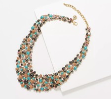 LOGO Links Antiqued Goldtone Lavish Legacy Pebble Bib Necklace picture