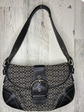 Vintage Coach SoHo Shoulder Bag Womens Medium Black  Jacquard Leather Y2k picture