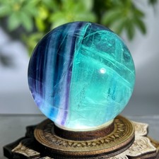223g Natural Rainbow Purple Green Fluorite Quartz Crystal Sphere Healing picture