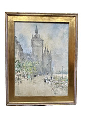 Antique Ross Sterling Turner Marche aux fleurs Paris France Original Watercolor picture