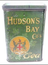 Antique Hudson’s Bay Company Number Six Tea Tin c.1910 Large Green HBC picture