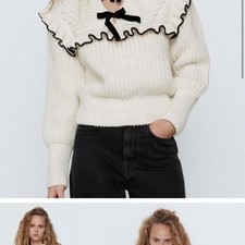 Zara Romantic, Chunky knit sweater in cream/ ivory size Medium picture