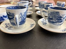Mottahedeh Blue Canton Demitasse Cup Saucer Set Blue Dragon Tiffany & Co  Bowls picture