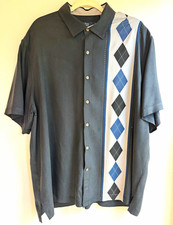 Nat Nast Luxury Originals Men's XL Silk American Fit Gray Argyle Button-Up picture