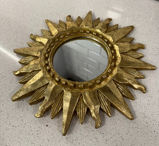Vintage Pier 1 Gold Sunburst Wall Mirror Celestial Starburst Decor 12.5