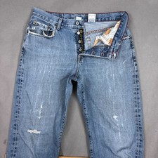 Vintage Lucky Brand Jeans Mens 32x32 Blue Button Fly Made USA Thrashed (Tag33) picture