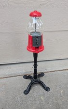 Vintage Houston's Gumball Machine with Cast Iron Floor Stand Glass Globe Red picture