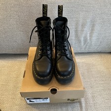 Dr. Martens Jadon III Black Leather Platform Lace-Up/Zip Ankle Boots US 7 EU 39 picture