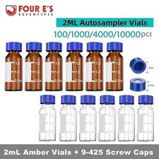 100/1000/10000Pcs 2mL Lab vial Autosampler Vials Glass vials Sample Vials w/ Cap picture