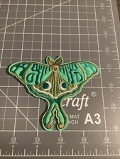 Beautiful Green And Gold Luna Moth Boho Witch Fairycore Iron on Patch picture