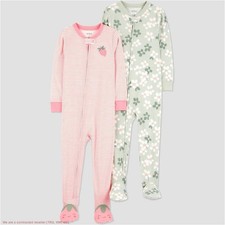 Carter's Toddler Girls' 2pk Cotton Pajama Set - Pink/Green 3T *SEE DEAL* picture
