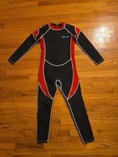 Hisea Kids Scuba Donkey Neoprene Wetsuit Size 14 Black W Red Trim picture