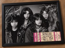 Metallica Signed Photo Reprint Framed w/ 1989 Concert Ticket Reprint picture