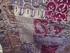 Croscill Galleria Window Curtain Panel Burgundy Gold Tapestry Patchwork Jacquard picture