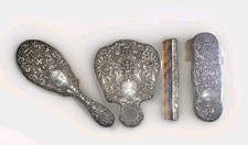 Howard & Co. Sterling Silver 4 pc Lot Antique Vanity Repousse RARE 22.1 Troy Oz picture