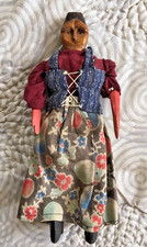 Rare Antique Wood Cloth Folk Art Appalachian Poppet Doll picture
